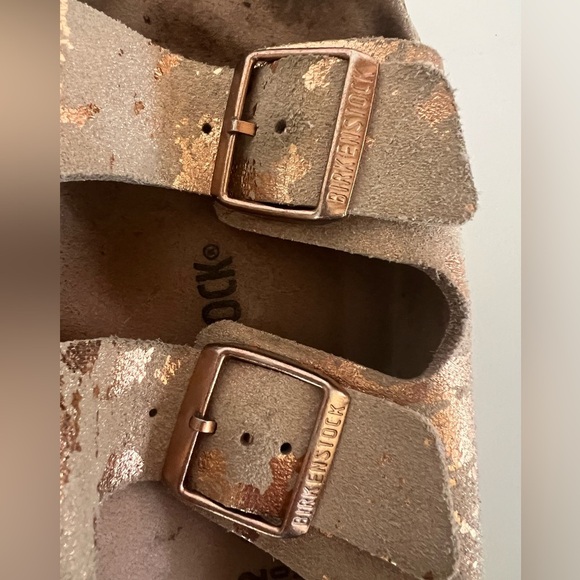 Birkenstock Arizona Khaki with Copper Splashes Big Buckle Sandals, size 42 - Picture 2 of 10